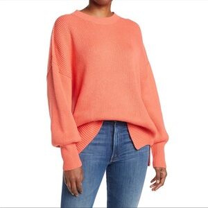 NWT Lucky Brand Orange Porcelain Rose Knitted Longsleeve Pullover Sweater